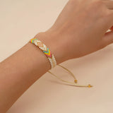 Bohemia Multicolor Beaded Bracelets Adjustable Lace-Up Rope Bangle