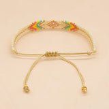 Bohemia Multicolor Beaded Bracelets Adjustable Lace-Up Rope Bangle