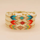Bohemia Multicolor Beaded Bracelets Adjustable Lace-Up Rope Bangle