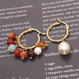 Boho Pearl Stone Hoop Earring Stainless Steel Circle Earrings