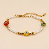 Boho Pearl Bracelet Stainless Steel Chain Adjustable Bangle