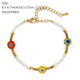 Boho Pearl Bracelet Stainless Steel Chain Adjustable Bangle
