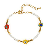 Boho Pearl Bracelet Stainless Steel Chain Adjustable Bangle