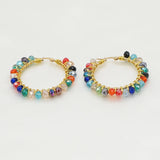Colorful Crystal Beads Hoop Earrings Bling Earings for Women