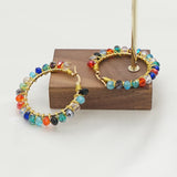 Colorful Crystal Beads Hoop Earrings Bling Earings for Women