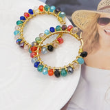 Colorful Crystal Beads Hoop Earrings Bling Earings for Women