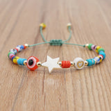 Go2Boho Evil Eye Bracelet Rainbow Bead Star Charm Pulseras Jewelry
