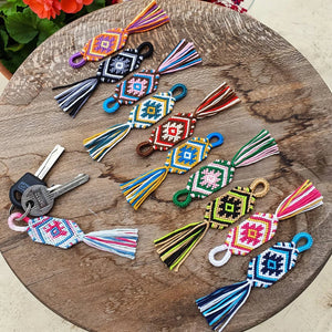 Evil Eye Keychain Braided Keyring Lanyard Bag Pendant Tassel Handwoven Key Strap