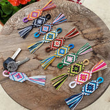 Evil Eye Keychain Braided Keyring Lanyard Bag Pendant Tassel Handwoven Key Strap