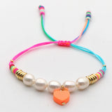 Go2Boho Pearl Bracelet Girls Polymer Clay Jewelry Adjustable Heart Charm Gift