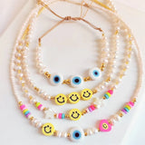 Freshwater Pearl Necklace & Bracelet Set Evil Eye Bracelets