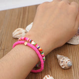 Heart Shaped Women Clay Bracelet Elastic Jewelry Solid