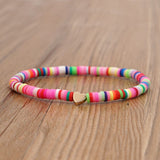Heart Shaped Women Clay Bracelet Elastic Jewelry Solid