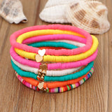 Heart Shaped Women Clay Bracelet Elastic Jewelry Solid