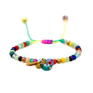 Rainbow Macrame Eye Bracelet Women Boho Jewelry Colorful Crystal Beads