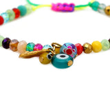 Rainbow Macrame Eye Bracelet Women Boho Jewelry Colorful Crystal Beads