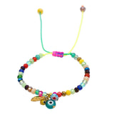 Rainbow Macrame Eye Bracelet Women Boho Jewelry Colorful Crystal Beads