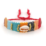 Braided Cloth Bracelet Set Shell Tassel Pulseras
