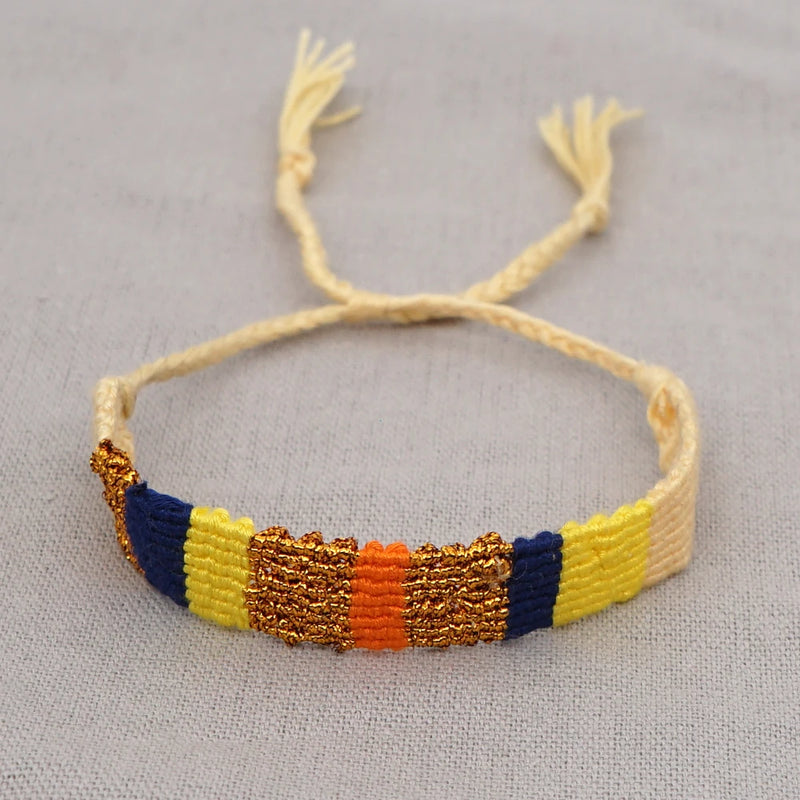 Boho Friendship Braided Bracelet for Women, Handwoven Tassel Bangle