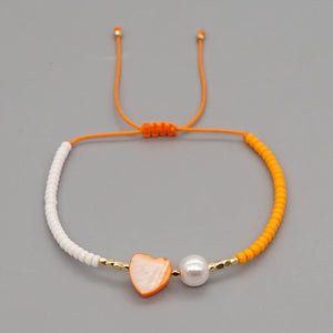 Heart Charm Easter Cross Bracelet Pearl Dainty Beaded String Beads