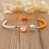 Heart Charm Easter Cross Bracelet Pearl Dainty Beaded String Beads