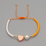 Heart Charm Easter Cross Bracelet Pearl Dainty Beaded String Beads