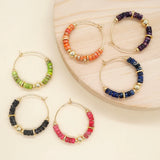 Vintage Stainless Steel Gem Stone Hoop Earrings