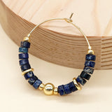 Vintage Stainless Steel Gem Stone Hoop Earrings