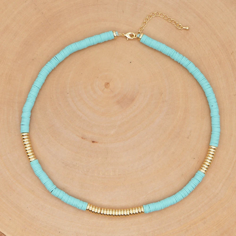 Vinyl Heishi Disc Beads Choker Necklace Women
