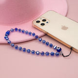 Go2Boho Phone Case Chain Strap Evil Eye Crystal Bead Lanyard Charm