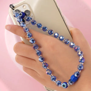 Go2Boho Phone Case Chain Strap Evil Eye Crystal Bead Lanyard Charm