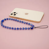 Go2Boho Phone Case Chain Strap Evil Eye Crystal Bead Lanyard Charm