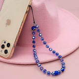 Go2Boho Phone Case Chain Strap Evil Eye Crystal Bead Lanyard Charm