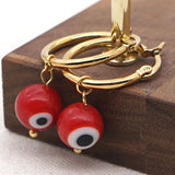 Stainless Steel Evil Eye Earrings Bohemian Greek Eye Jewelry