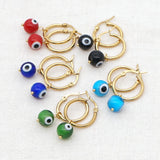 Stainless Steel Evil Eye Earrings Bohemian Greek Eye Jewelry