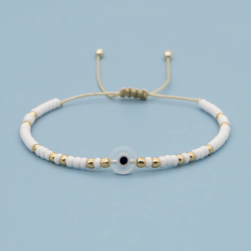 Evil Eye Beaded Bracelet Jewelry Lucky Eye Adjustable String Bracelets