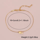 Go2boho 18K Gold Plated Chain Bracelet Heart Love Charm Letter Name A-Z