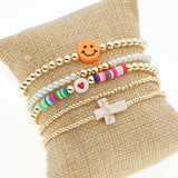 Go2boho 5pcs Cross Bracelets Smile Face Bracelet