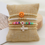 Go2boho 5pcs Cross Bracelets Smile Face Bracelet