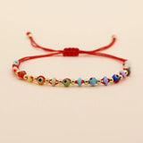 Boho Crystal Beaded Bracelet Evil Eye Charm