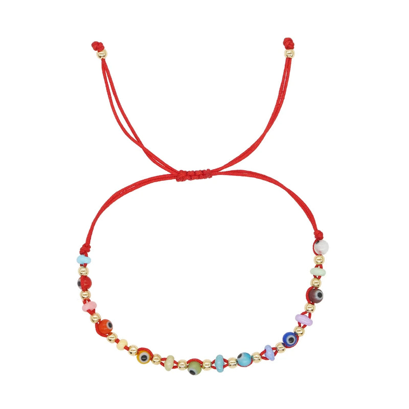 Boho Crystal Beaded Bracelet Evil Eye Charm