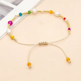 Colorful Crystal Freshwater Pearls Bead Bracelet Friendship Jewelry Adjustable