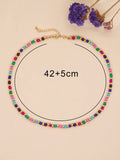 Colorful Seed Bead Necklace Summer Choker Boho Jewelry