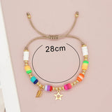 Colorful Rainbow Boho Heishi Plated Star Leaf Charm Bracelet