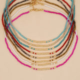 Go2boho Crystal Chain Choker Necklace Bead Boho Summer Jewelry in Colorful