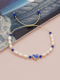 Go2boho Enamel Heart Charm Bracelets Pearl Beads Friendship Jewelry Boho