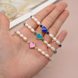 Go2boho Enamel Heart Charm Bracelets Pearl Beads Friendship Jewelry Boho
