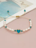 Go2boho Enamel Heart Charm Bracelets Pearl Beads Friendship Jewelry Boho