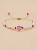 Go2boho Enamel Heart Charm Bracelets Pearl Beads Friendship Jewelry Boho