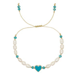 Go2boho Enamel Heart Charm Bracelets Pearl Beads Friendship Jewelry Boho